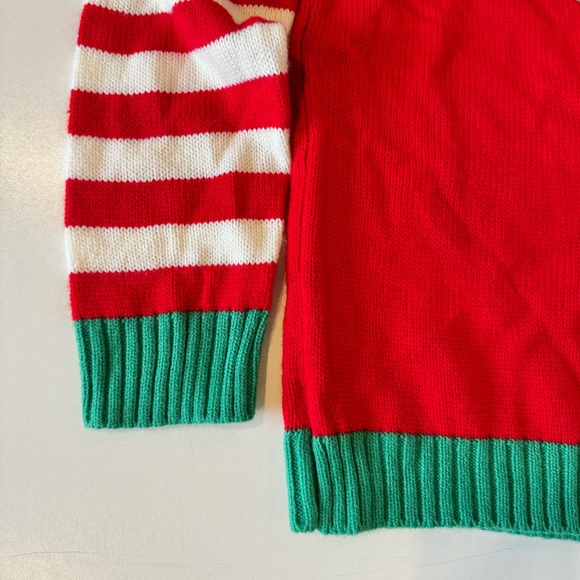 HOLIDAY TIME Christmas Sweater~Flip Sequin Green/Silver Heart~Girls L 10-12 PLUS - Picture 11 of 12